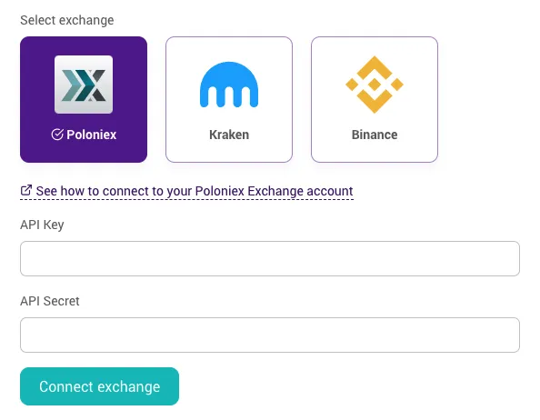 Vestinda Account - Connect new Crypto Exchange