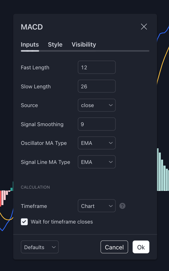 MACD Indicator Settings